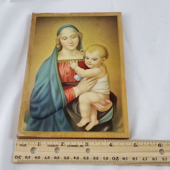 VTG Madonna del Granduca & Child by Raffaello Sanzio Religious Wood Icon *READ* - Picture 5 of 13